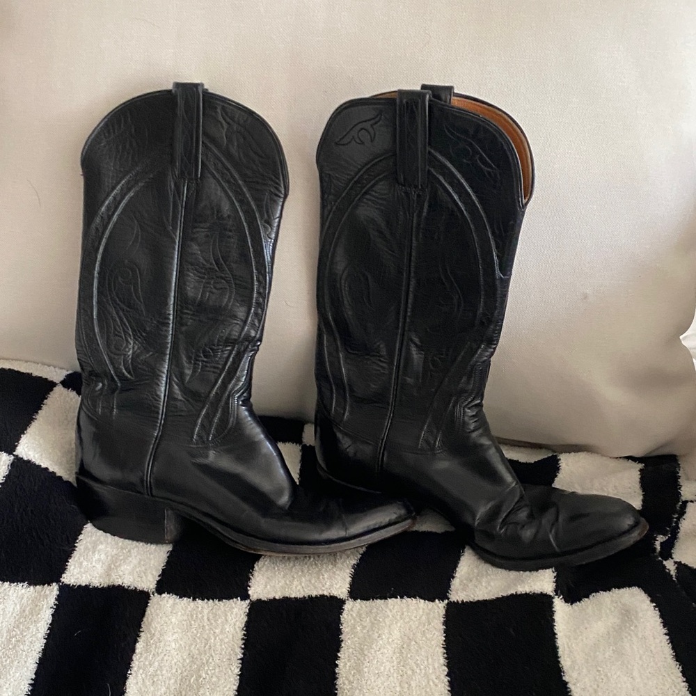 Lucchese Black Vintage Western Leather Boots